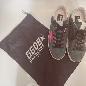 Golden Goose Green and Pink Star Sneakers